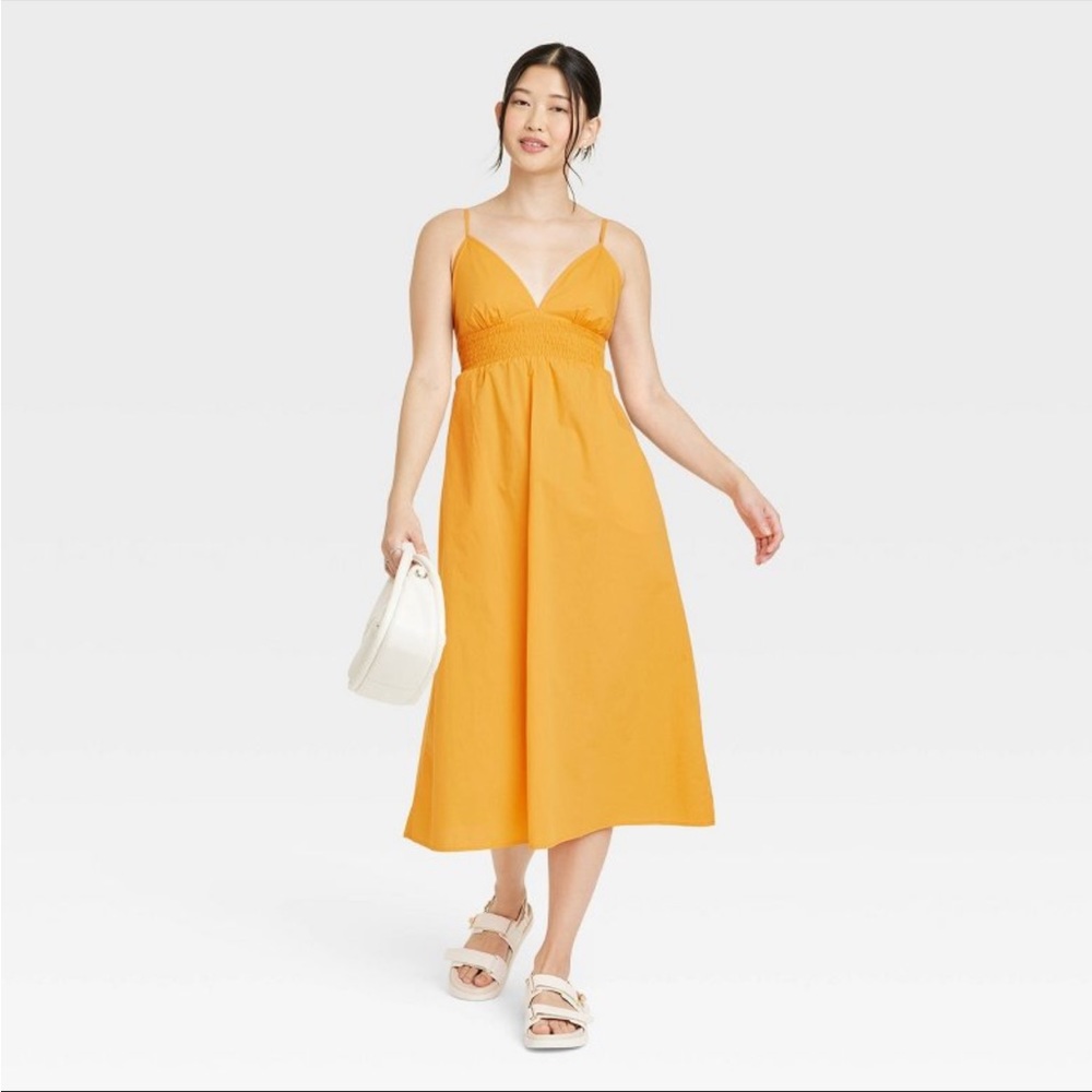 Open Back Spaghetti Strap Orange Sundress